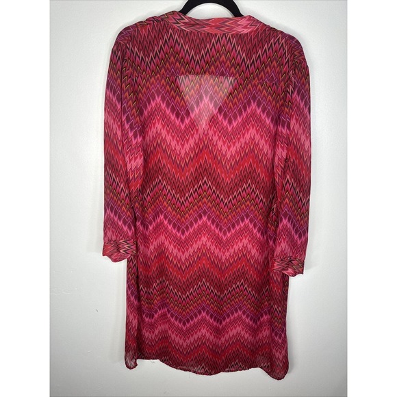 Tacera Multicolor Sheer Dress Swimsuit Coverup Sz 1X Chevron Geometric Boho - Picture 5 of 5